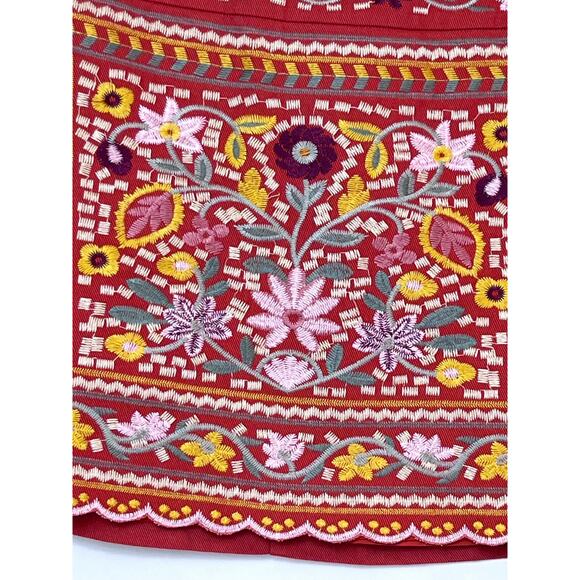 Lulus Rust Floral Embroidered Zip Boho Hippie Chic Skirt - Size Small - Picture 8 of 8
